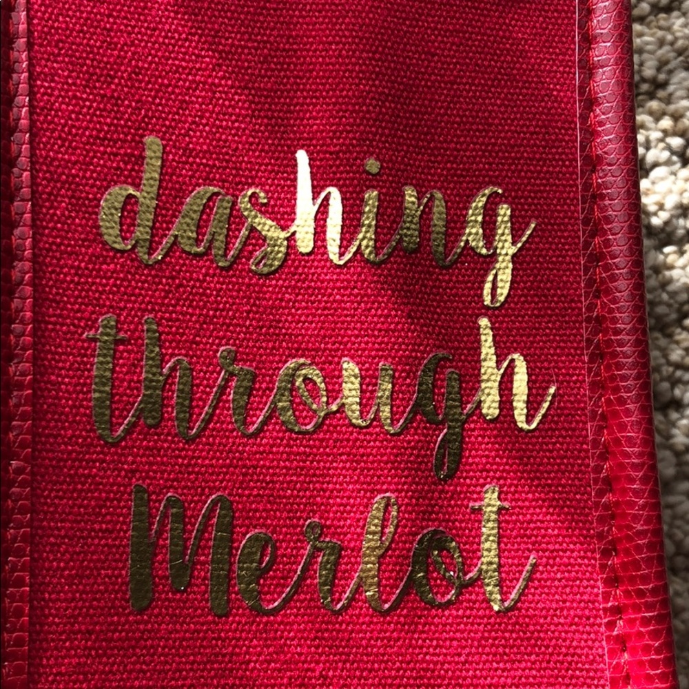 Fabulous Hostess wine tote.  Red on red with gold